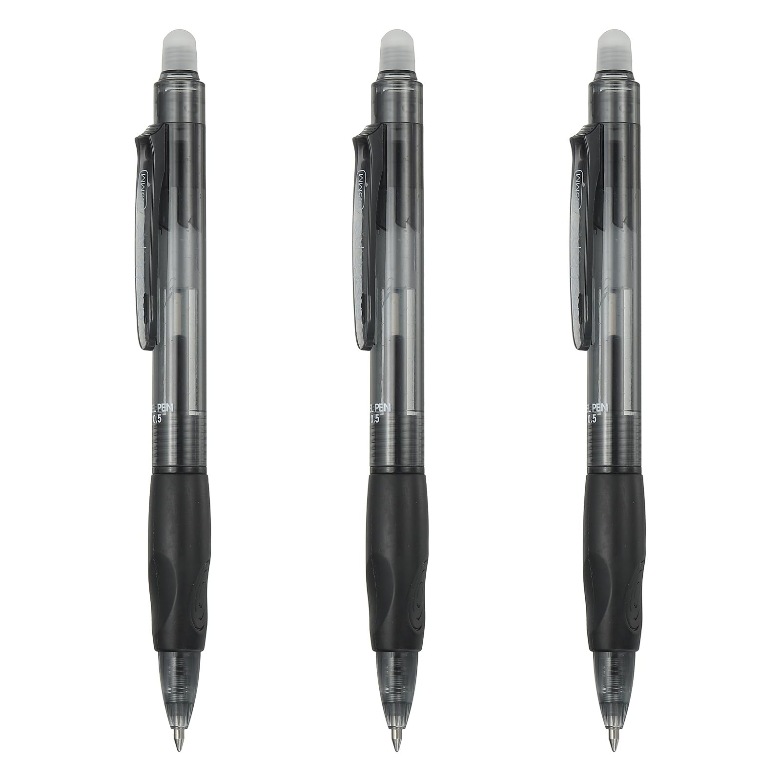 PATIKIL 3Pcs Erasable Gel Pens, 0.5mm Retractable Fine Point Heat Erasable Marking Pen Smooth Writing Fabric Markers for Sewing Drawing Writing Planner, Black Ink
