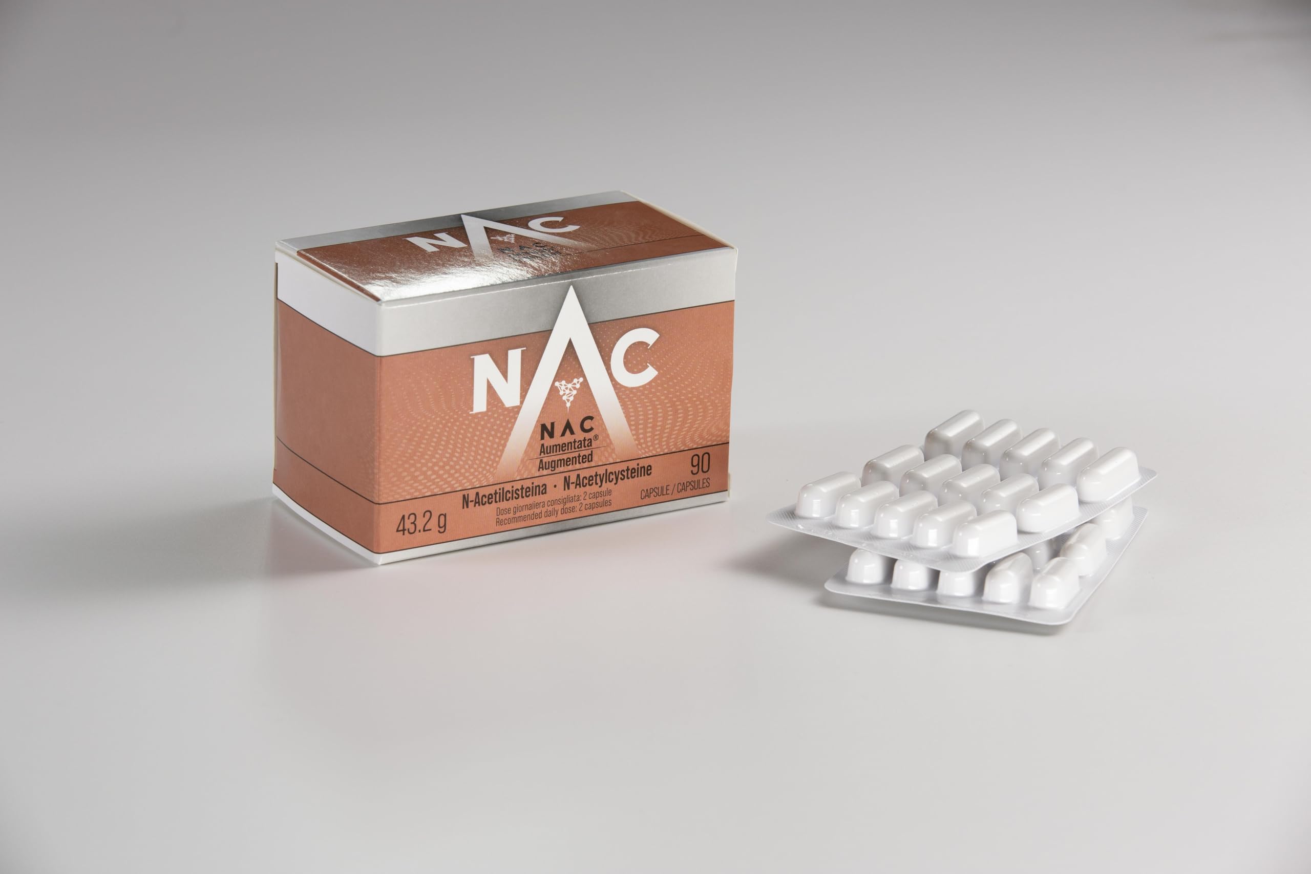 NAC Aumentata | Integratore POTENZIATO negli Effetti Antiossidanti e Detox | N-Acetil-Cisteina | Precursore del Glutatione | Alta Biodisponibilità | 90 Capsule | Vasetto Vetro Oscurato