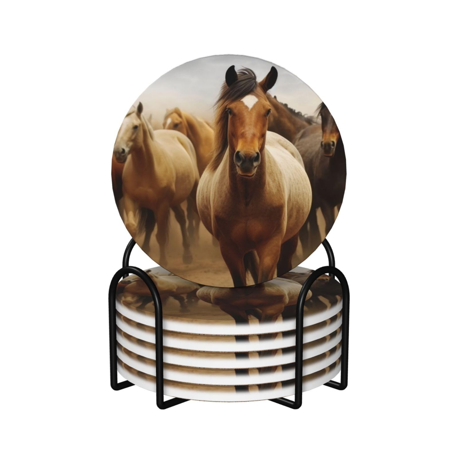 Dessous de verre en céramique de qualité avec support en métal durable
