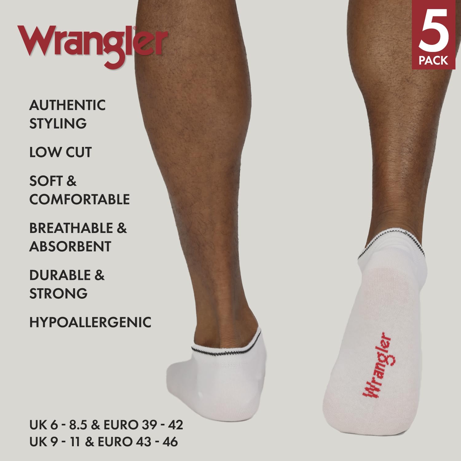 Wrangler Tennent Trainer Liner Socks (5 sztuk) męskie, płaski, 43-46 EU