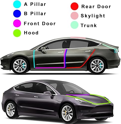 Miniatura 2 de CoolKo Model Y - Kit de sellado de puerta de goma completo para parabrisas y techo, reducción de ruido, kit antipolvo, 9 tiras