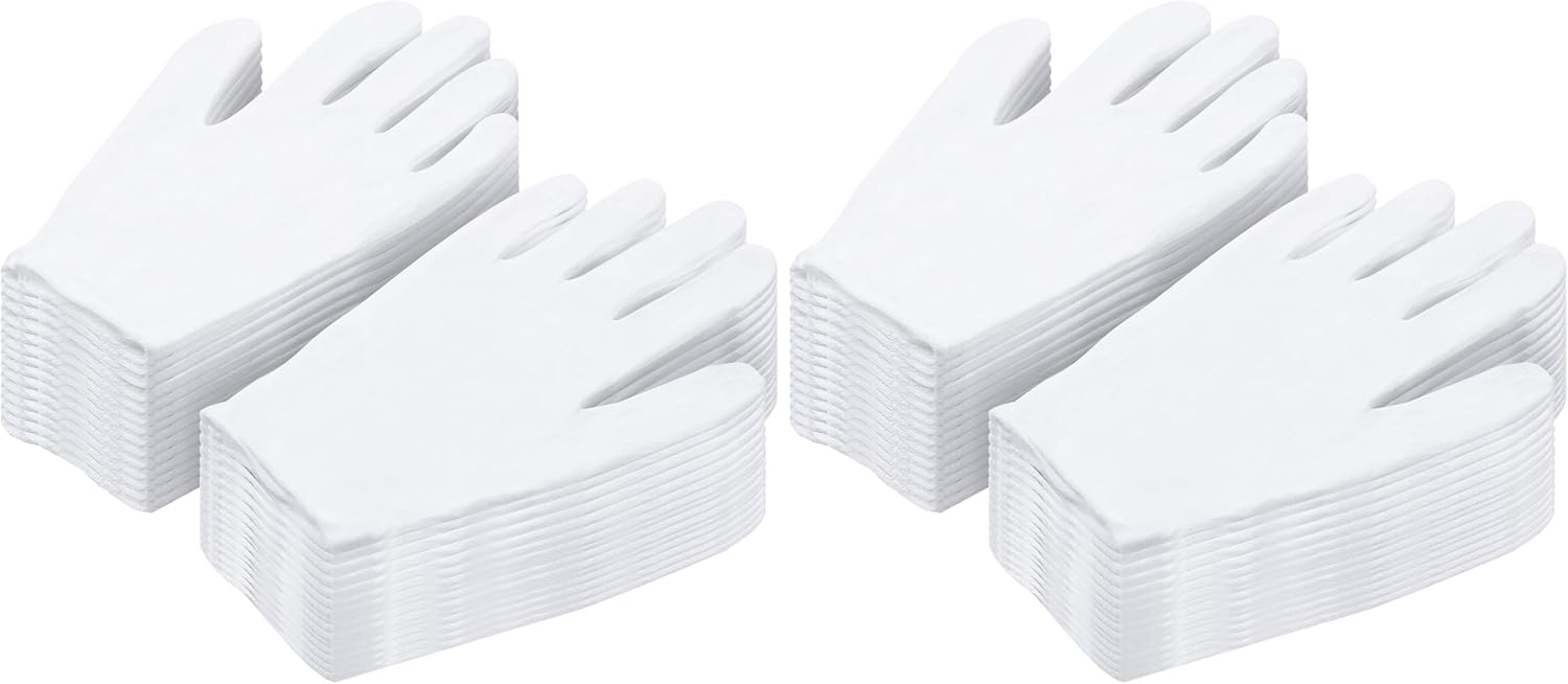 Cotton Gloves for Dry Hands, Paxcoo 20 Pairs Large White Cotton Gloves for Cosmetic Moisturizing and Inspection (Pack of 2)