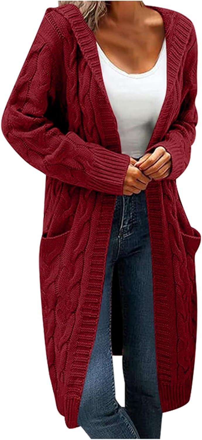 WYTong Cardigan Sweaters for Women Casual Open Front Long Cardigan Fall Soft Comfy Cardigan Sweaters with Pockets