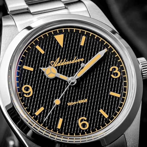 Image of ADDIESDIVE Quartz Watch for Men 36 MM Small Dial Analog Watch Waterproof 100 M Conves Crystal Stainless Steel