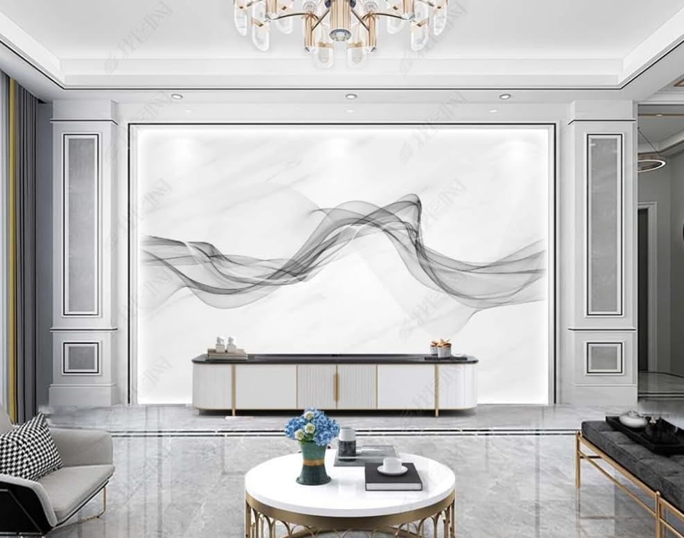 Papier peint intissé marbre style chinois pour grand mur de salon chic