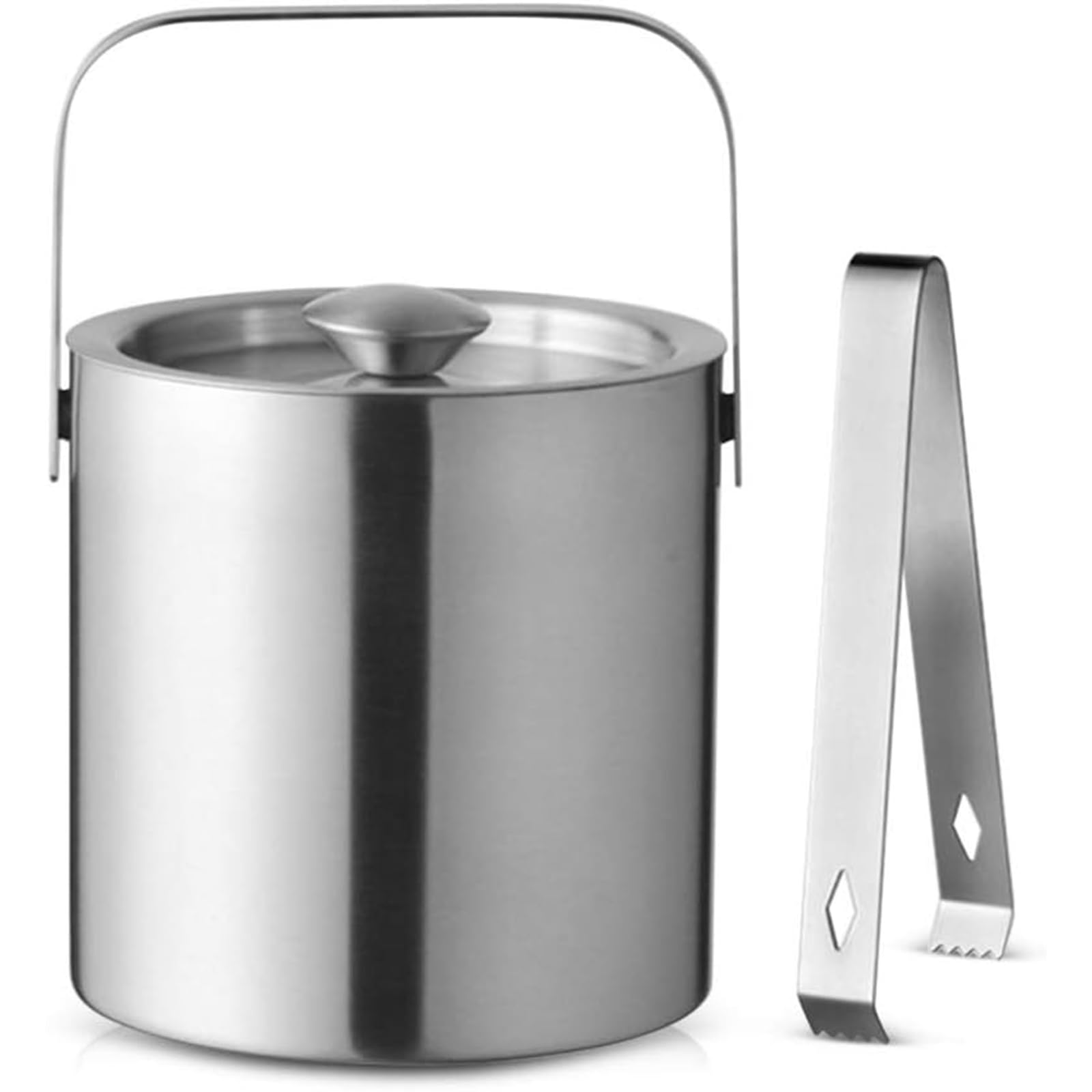 Cubitera Botella Vino Cubo de Hielo de 3 litros, Cubo Redondo Aislado de Acero Inoxidable, contenedor de Almacenamiento para Cubitos de Hielo, refrigeradores de Gran Capacidad