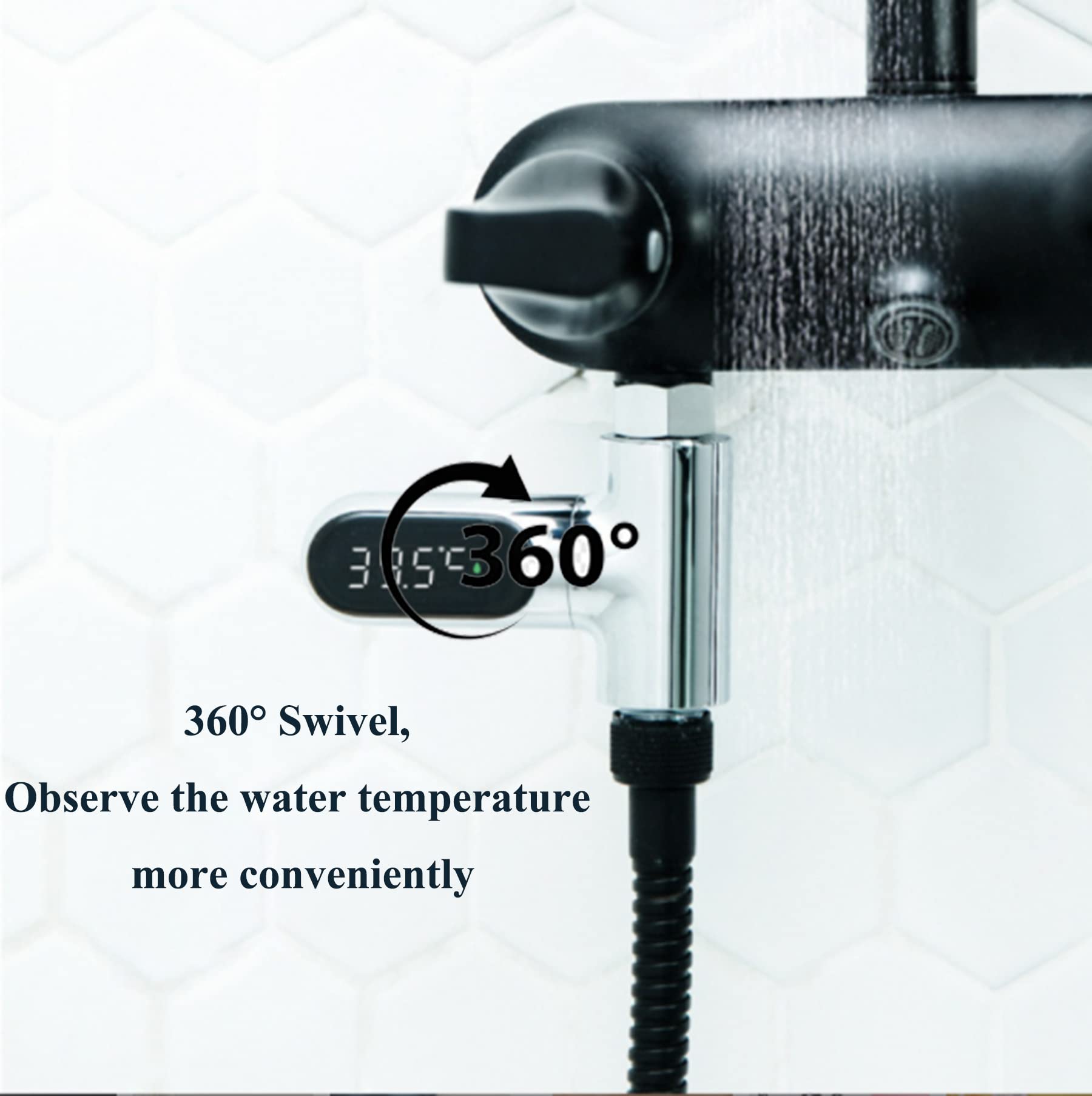 Affichage LED Thermomètre de douche, débit d', thermomètre de douche auto-générateur pour soins de