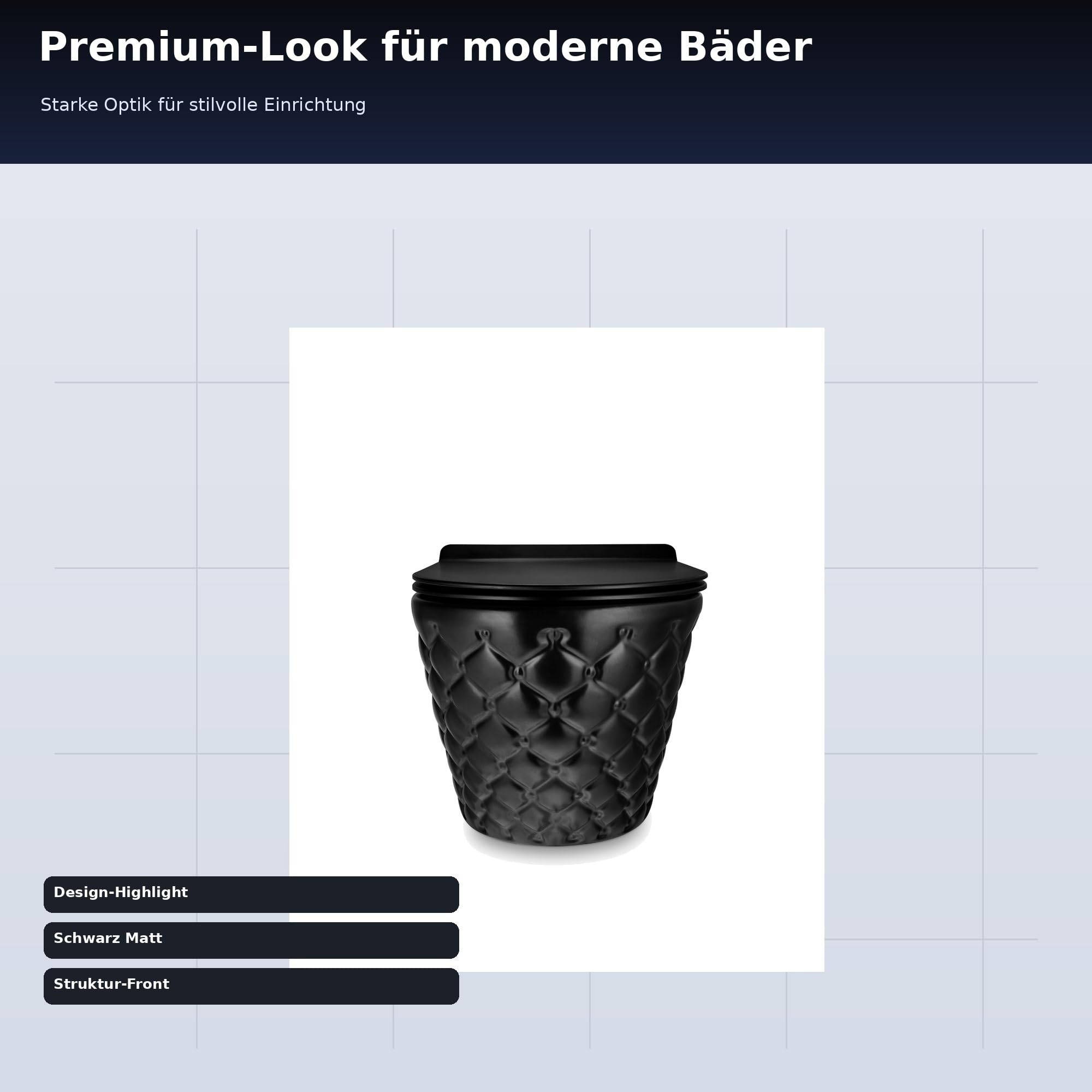 Hänge-WC Wand-WC Set Schwarz Matt - Design Tiefspüler aus Keramik mit Sitz | Spülrandlose Hänge-Toilette mit Absenkautomatik. Komplettset inkl. Schallschutz & reinigungsfreundlicher Nano-Beschichtung.