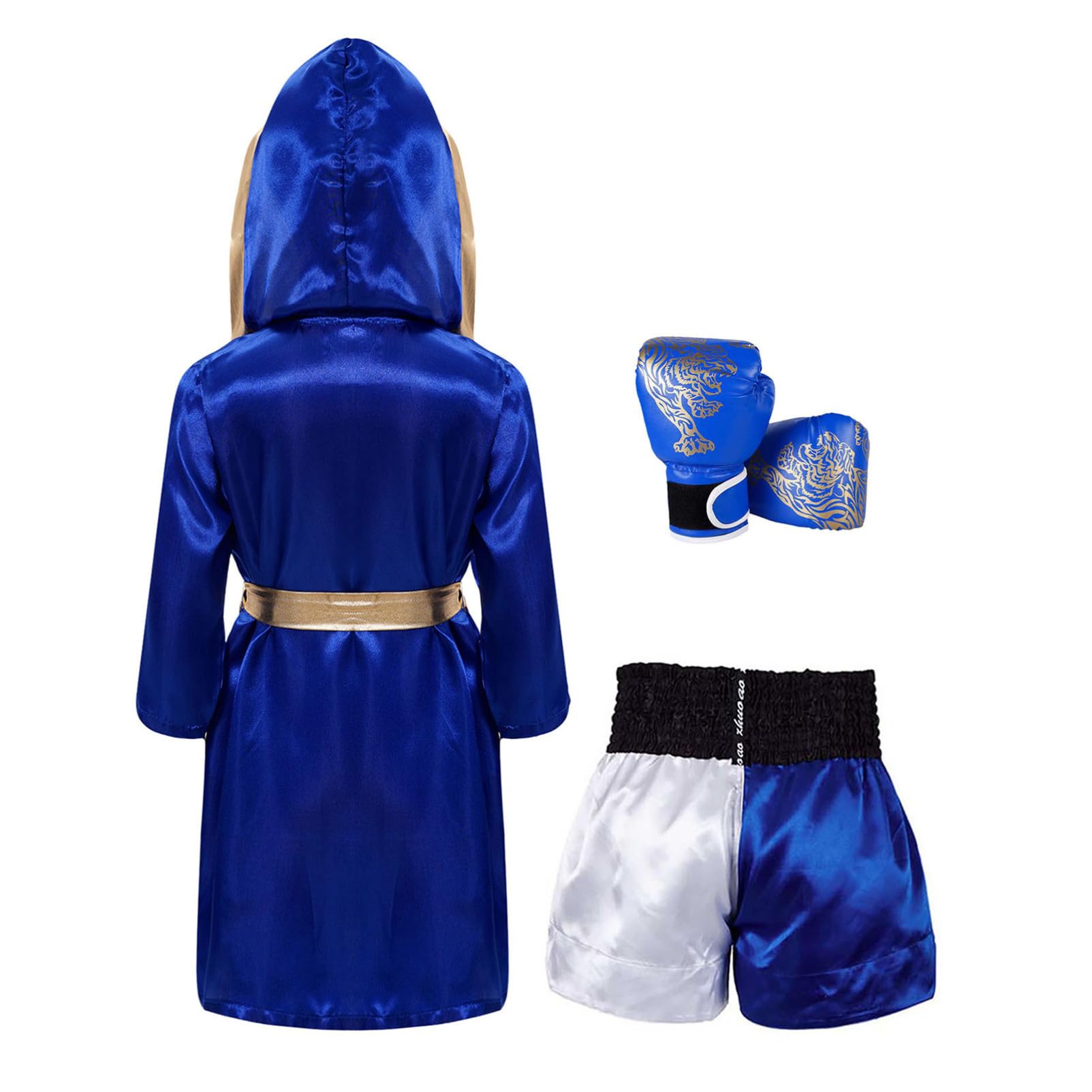 CHICTRY Enfants Garçon Costume de Boxe Muay Thai Survêtements Peignoir de Kickboxing & Short de Sport Boxing Entraînement & Gants 6-16 Ans