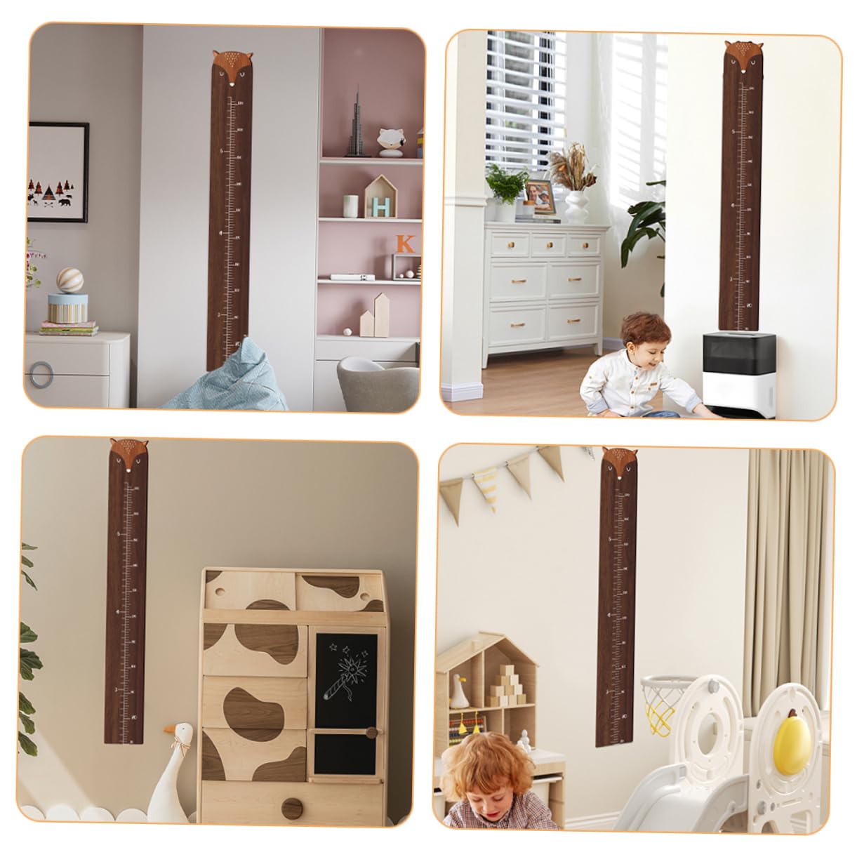 Medidor Altura Infantil Pared con Diseño de Adhesivo de Madera para Habitación Niña Gráfico Crecimiento Decorativo para Nursery y Guardería