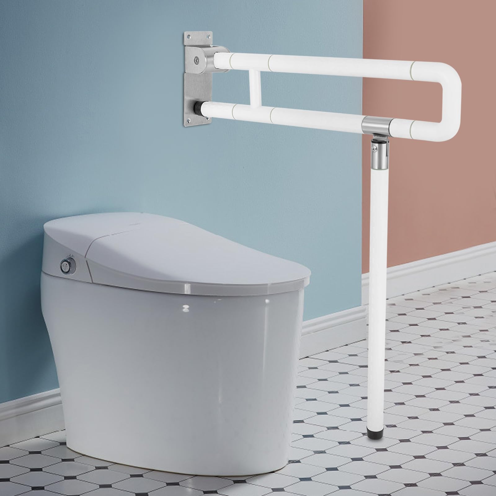 Asidero para aseo de elevación, 70 x 60 cm, mango de soporte de pared para discapacitados, plegable, antideslizante, mango de seguridad para personas mayores, hasta 100 kg