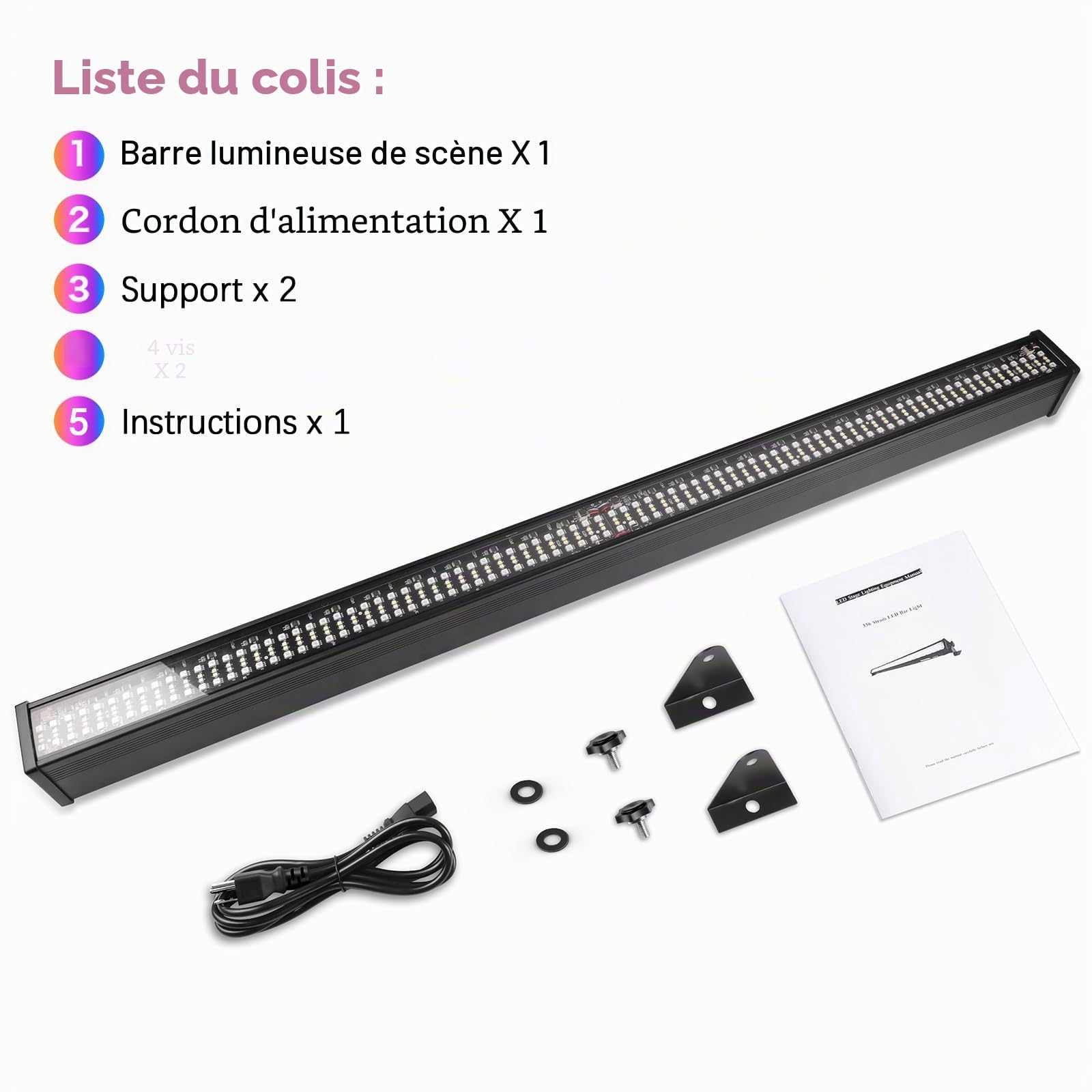336 LED Barre Wallwasher, 120W U`King RGBW Lumière de Scène Console, Stroboscope Effet Tempête Chapiteau Projecteurs pour Scène Bar DJ Soiree Fête Disco Éclairage Mariage, 1 pièce