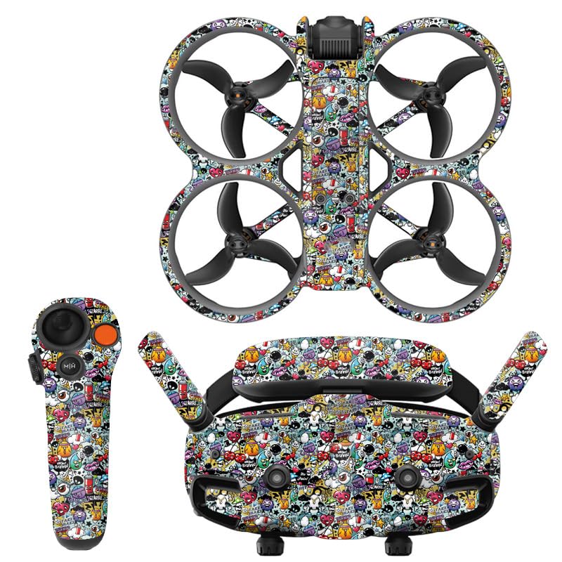 BeisDirect Cool Sticker for DJI Avata 2, PVC Skin Decorative Stickers Set for DJI Avata 2 Drone + RC Motion 3 + Goggles 3 Glasses Sticker Decal Set Protector Skin Sticker Accessories (6)