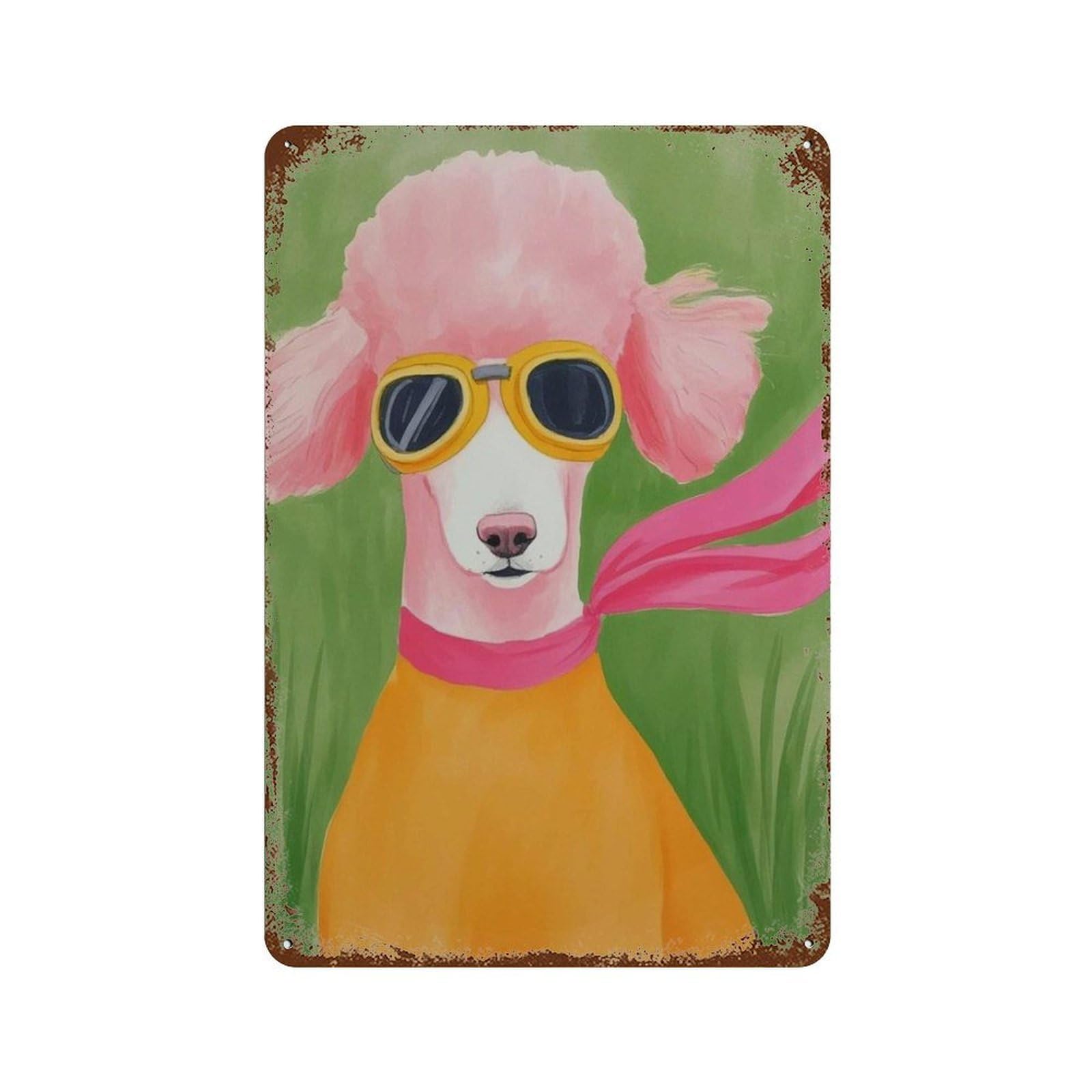 xiaoxiaoshen Cool Poodle Dog Funny Colorful Retro Whimsical Pet Playful Work Wall Decor Art Metal Tin Poster Modern Home Decor Art Home Bar Shop Decorations Vintage Sign 30x20cm