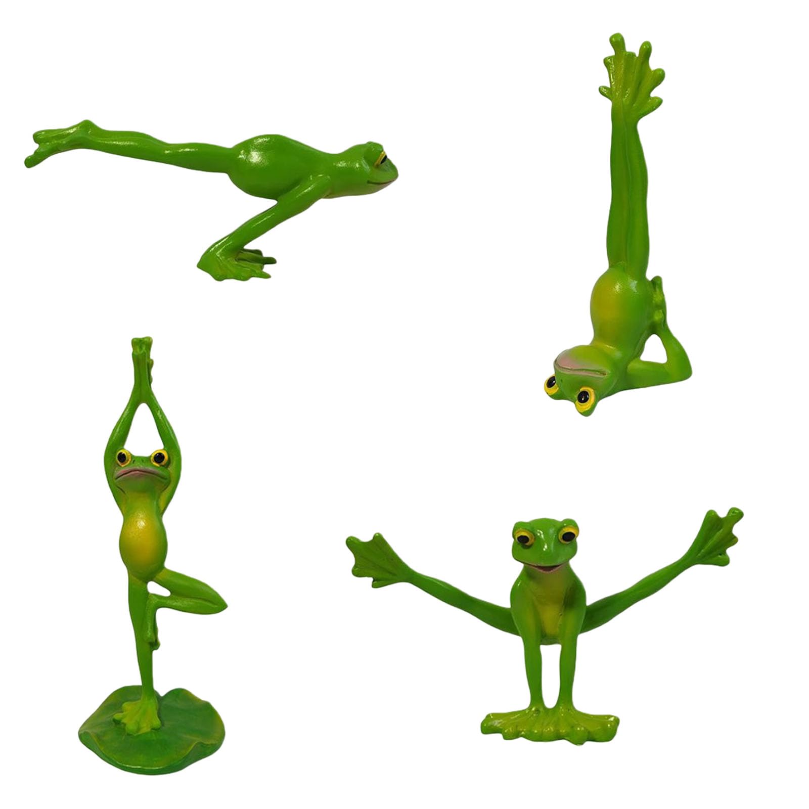 Ranas de yoga decorativas en resina resistente para dar un toque zen a tu jardín, pack de 4