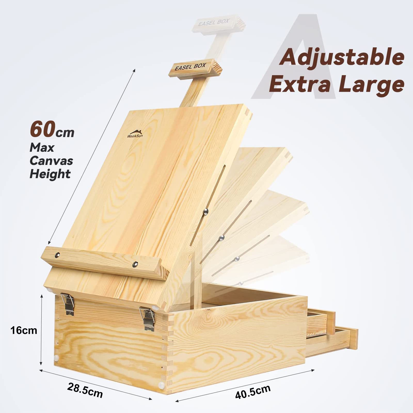 WEEKSUN Cavalletto da Tavolo di Legno con 55 PCS Kit Arte Completo, Includere 24 * 12ml Colori Acrilici, 12 Matite Colorate, 12 Pennello e Altre Forniture d'Arte per Artisti, Dilettanti, Principianti