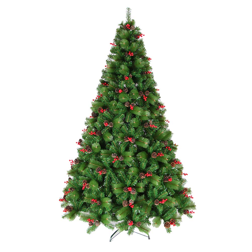 Sjdopulse Green 7.8Ft Deluxe Spruce Hinged Artificial Christmas Tree With Pine Cones,1200 Branch Tips Ponderosa Pine,Fir And Douglas Fir,Unlit,,7.8Ft(240Cm)