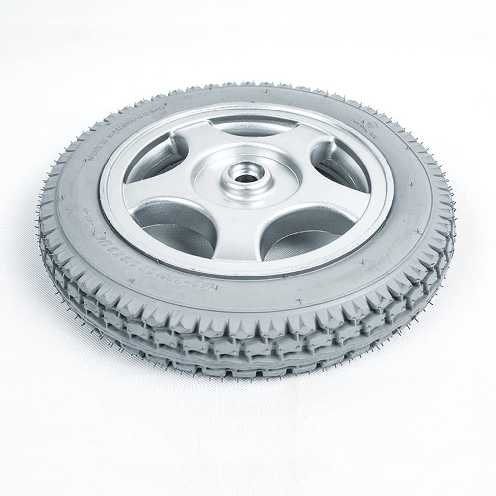 12 1/2×2 1/4, 12 Pulgadas Ruedas Traseras de Recambio para Silla de Ruedas Eléctrica, Neumáticos Macizos de Goma, Gris, Rodamiento 17mm, 1 Par