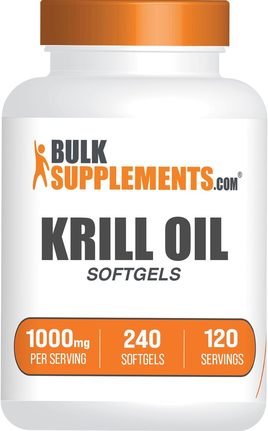 BulkSupplements.com Krill Oil 1000mg Softgels - Antarctic Krill Oil Supplement - Omega 3 Supplement, DHA Supplement - Gluten Free, 2 Softgels per Serving, 240 Count (Pack of 1)