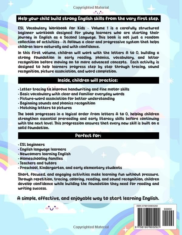 ESL Vocabulary Workbook for Kids. English Language Learner Workbook with Basic Vocabulary, Letter Tracing, Beginning Sounds and Phonics Activities for Beginners Learning English and Newcomers as a Second Language. 6-7 years image 3