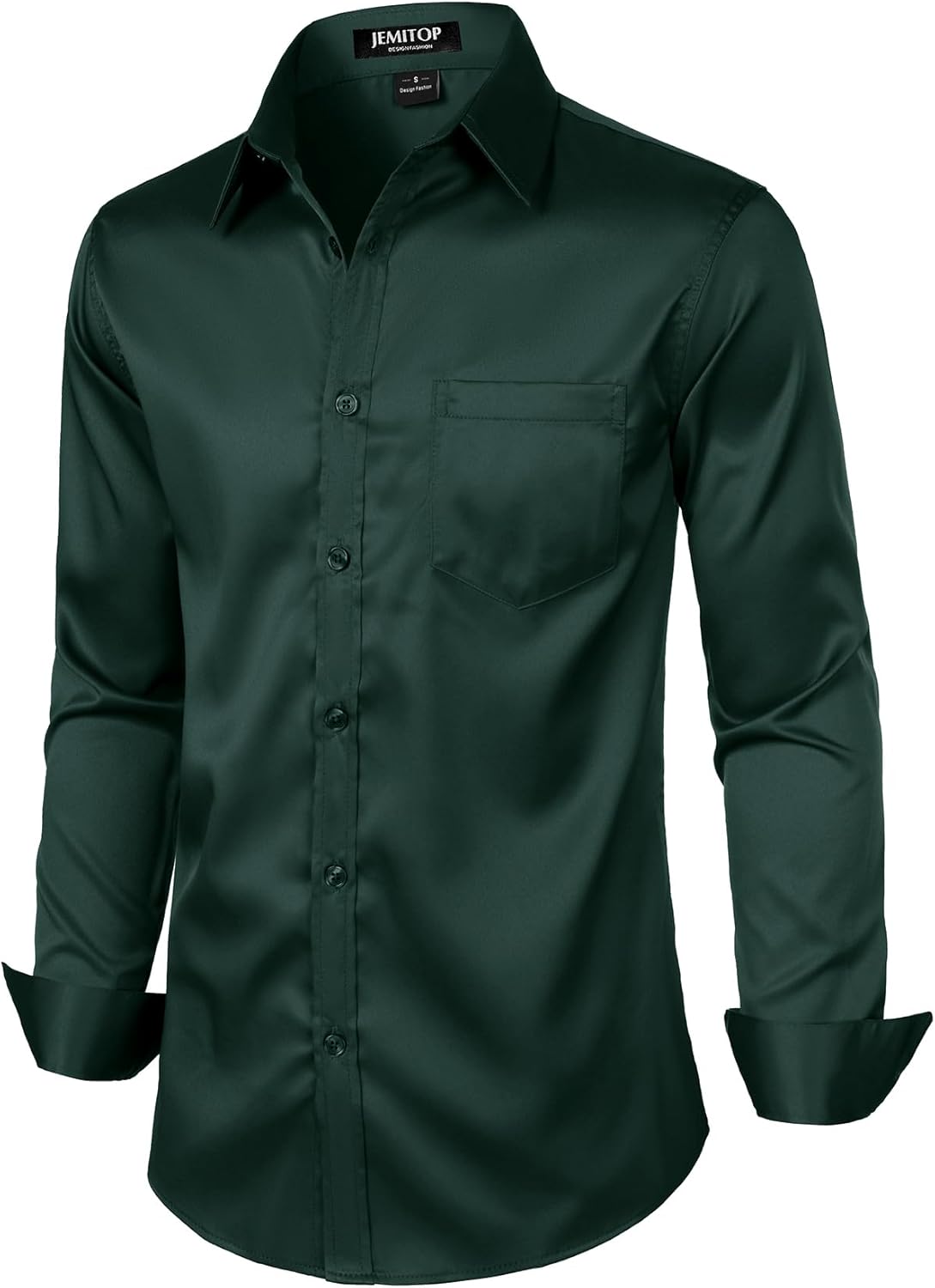 JEMITOP Men's Stretch Slim Fit Dress Shirts Formal Wedding Prom Business Long Sleeve Button Down Shirt with Pocket - Image 3