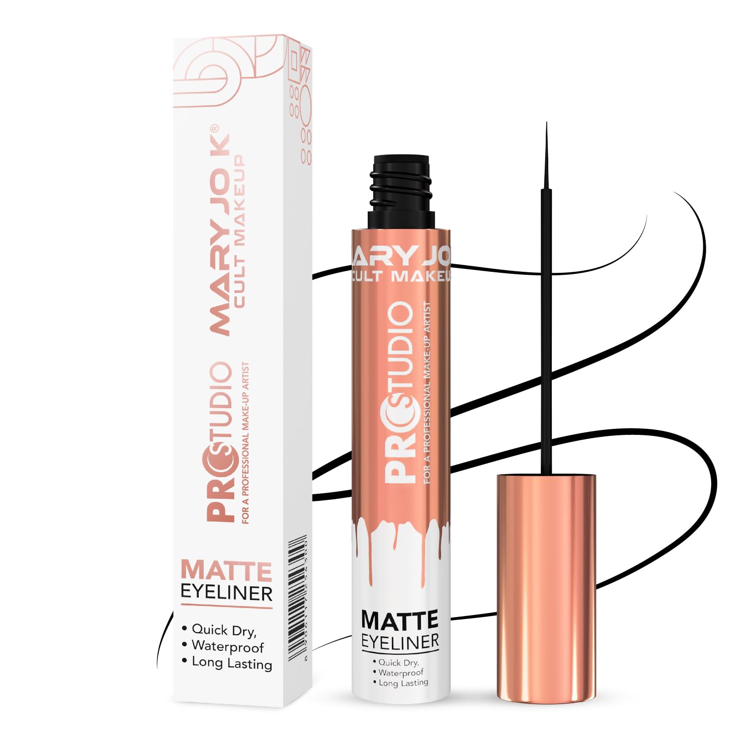 MARY JO K Matte Eyeliner | Ultra-Fine Tip | Rich Matte Formula | Smudge-Proof & Long-Lasting | High Precision & Control Bold Finish | Pro-Vitamin B5, Vitamin E, Sunflower Seed Oil & Plant Extracts | 5ml | Black-image-48