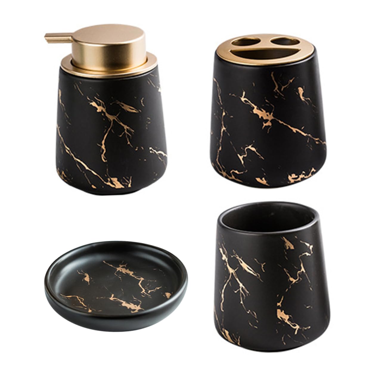 Cabilock Accesorios De Baño De Cerámica Set De Color Verde Oscuro Incluye Soporte para Cepillo De Dientes Vaso para Enjuague Bucal Jabón y Botella De Loción Diseño Elegante y Funcional