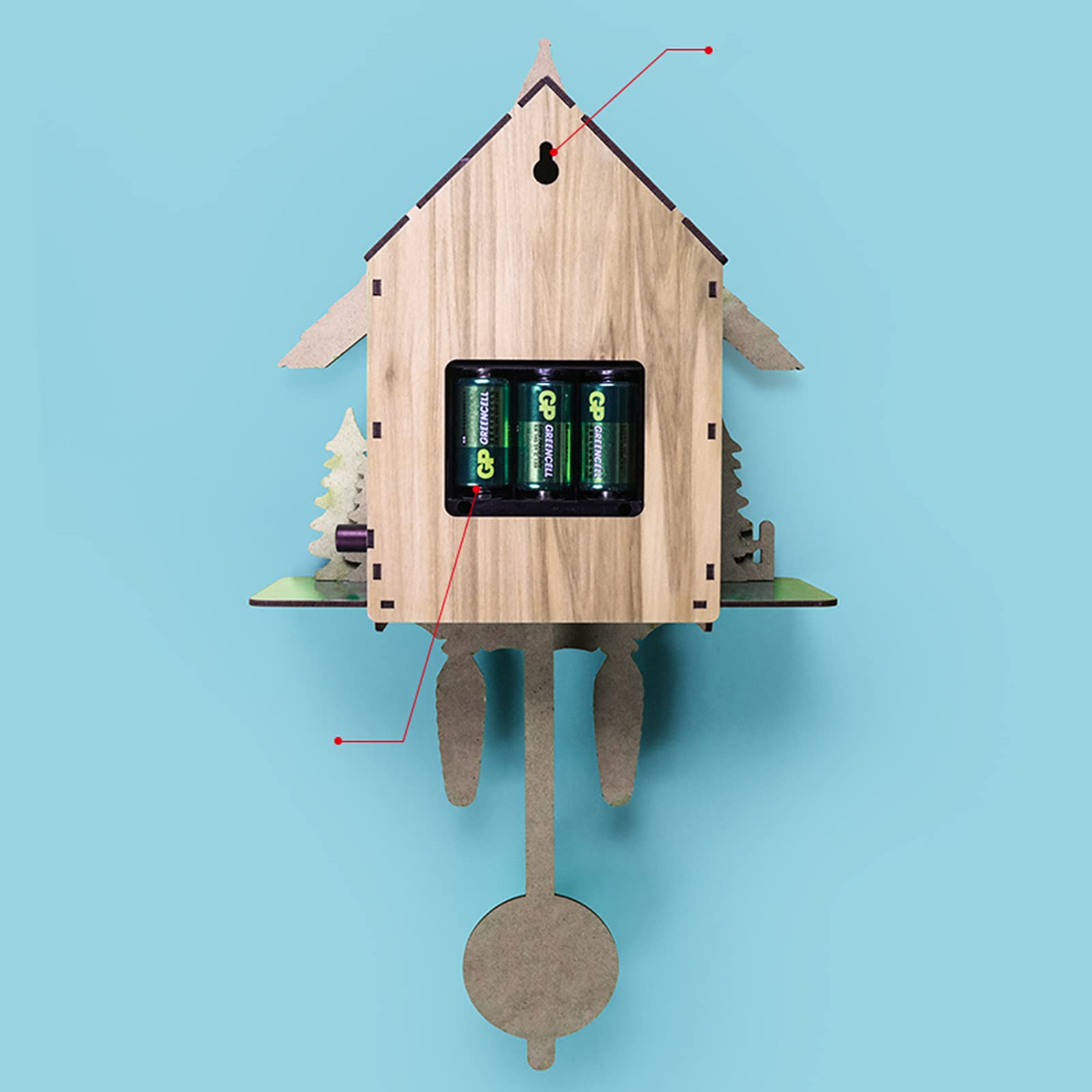 Kaibrite Reloj de cuco, reloj de cuco, reloj de pared, madera, forma de casa, decoración del hogar, reloj para sala de estar, dormitorio
