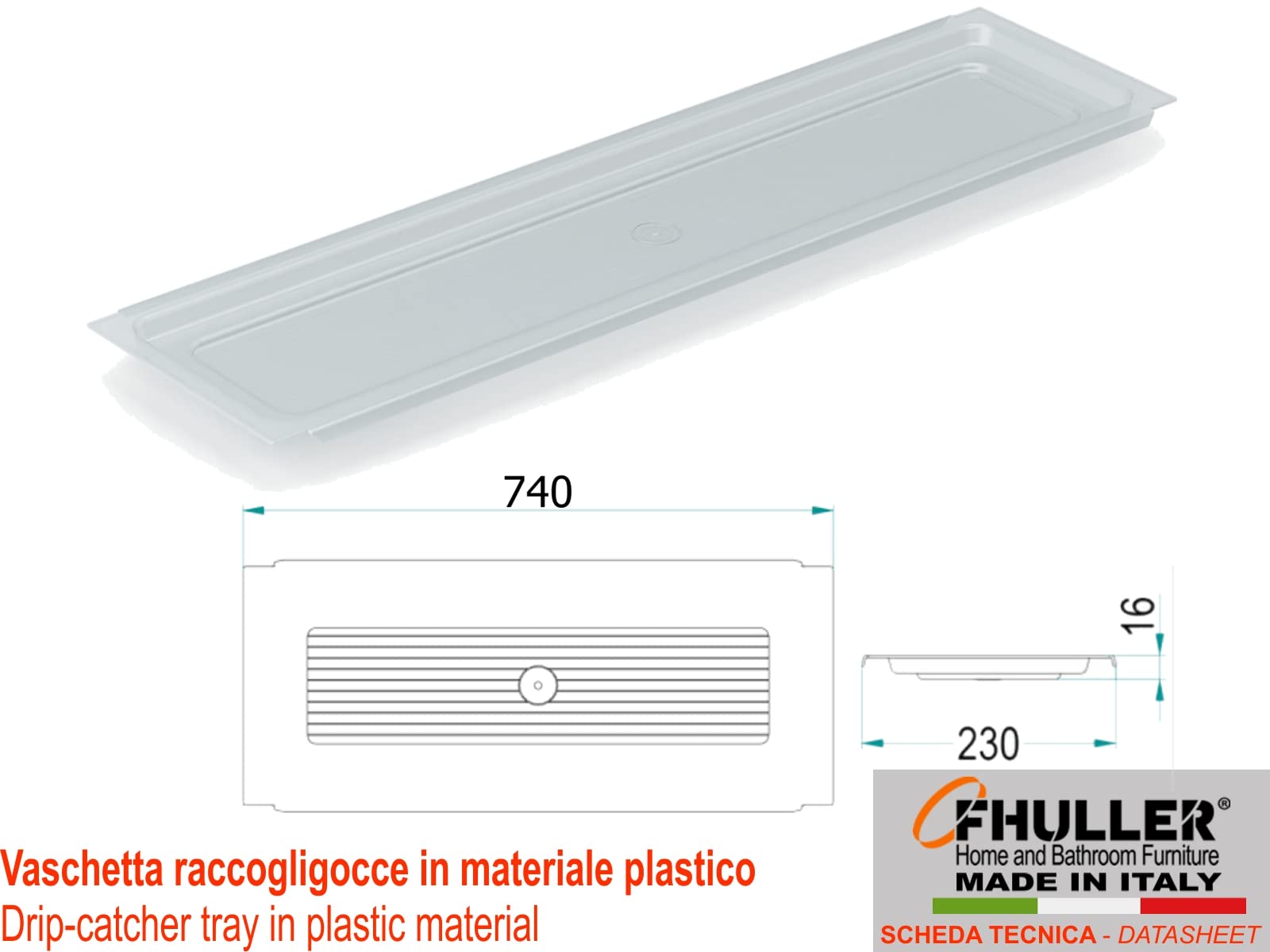 Kit Scolapiatti 76 cm Zincato Grigio Argento da Incasso per Mobile Pensile cm. 80 completo di Vaschetta