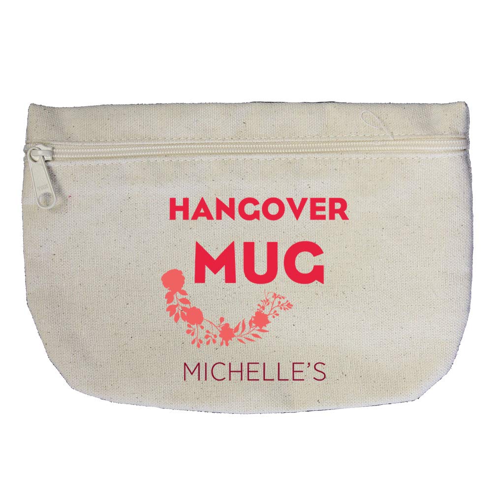 Personalized Custom Text Hangover Mugs Cotton Canvas Makeup Bag Zippered Pouch