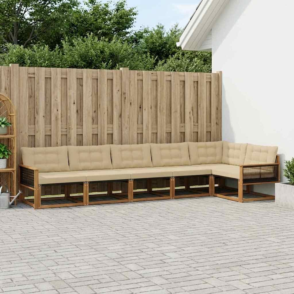 Fengshui Zestaw wypoczynkowy z poduszkami, 6 sztuk, kolor naturalny beżowy