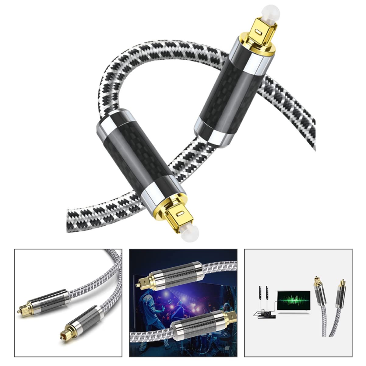 KOMBIUDA Cavo Audio Ottico per Console di Gioco Cavo Digitale in Fibra per Home Theater Connettore Placcato in Oro per Qualità del Segnale