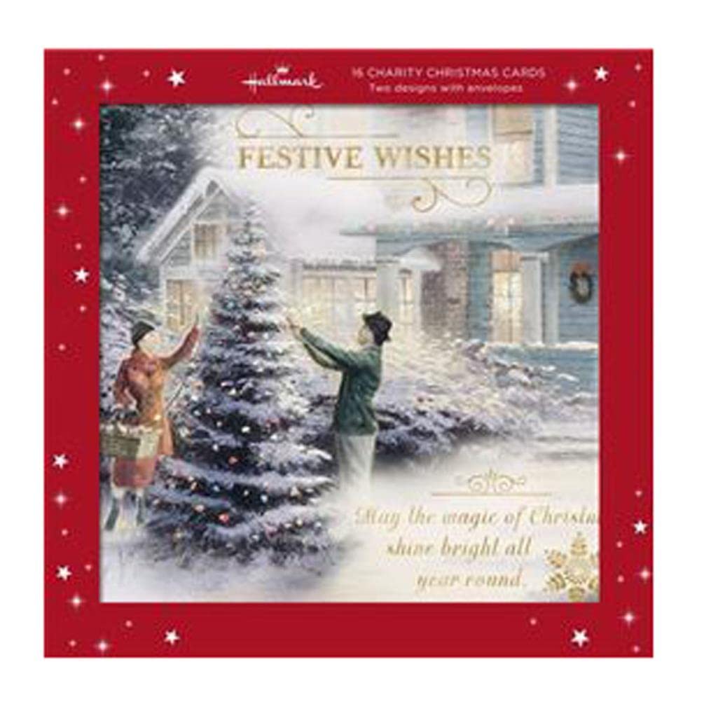 Charity Christmas Cards from Hallmark - Pack of 16 in 2 Scenic Thomas Kinkade Designs