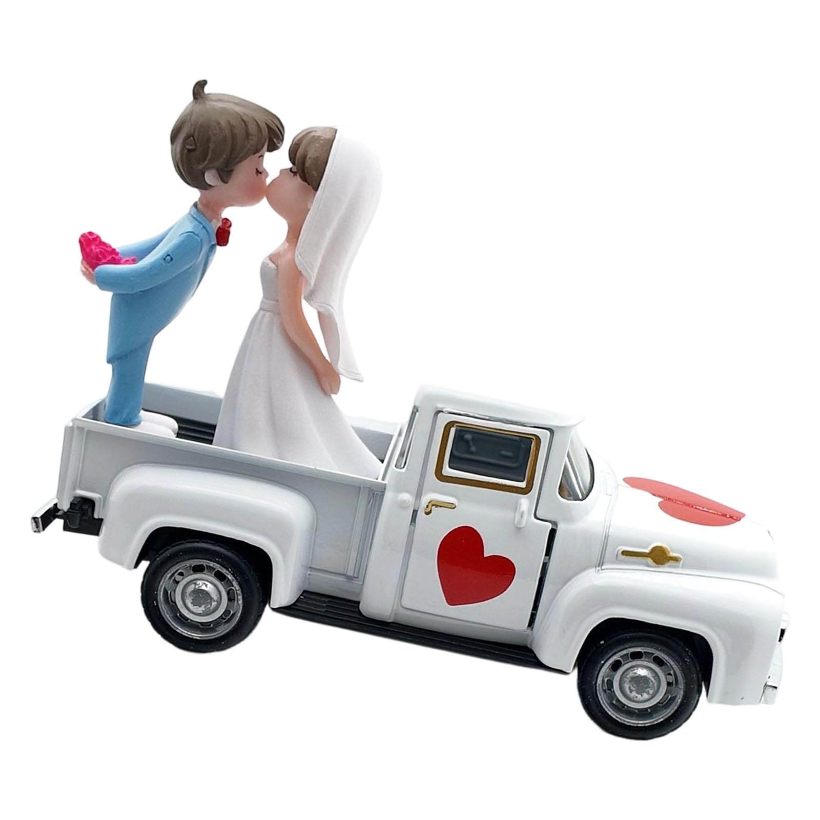 HDOYTXXM Classical Antique Metal Wedding Pickup Truck Ornament with Functional Door and Couple Figurines for Desktop Display Pickup Truck Decors