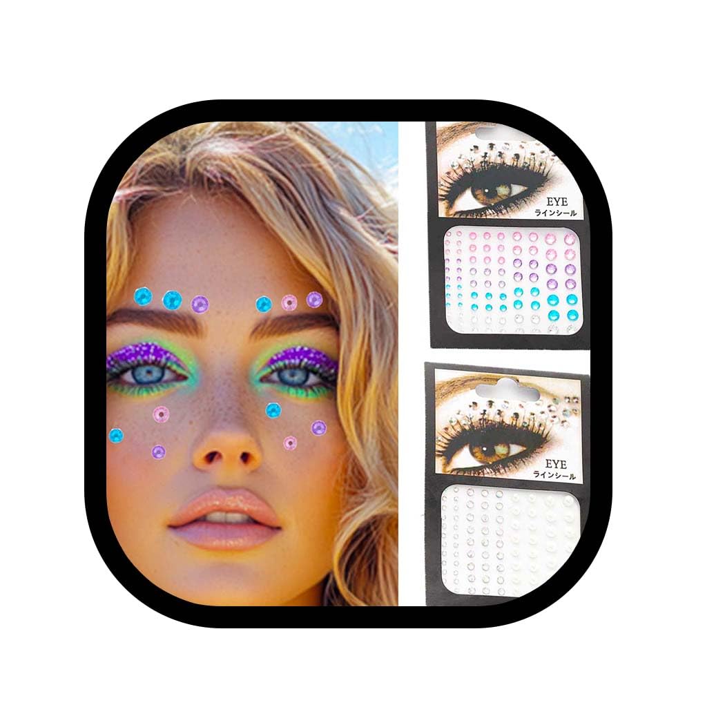 Zoestar Crystal Eye Jewels Breast Gems Festival Rave Stickers Set for Women (Style 3)