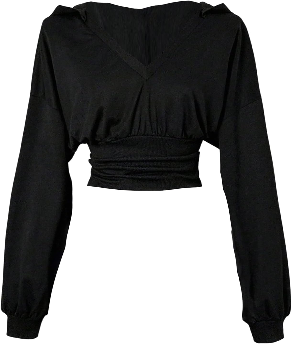 SOLY HUX Women's Long Sleeve Hoodie V Neck Hooded Cropped Sweatshirt Pullover Tops