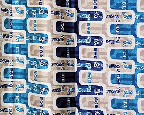Image of Exporthub 2 Pieces Fancy Design Blue Box Polyester Eyelet Window Curtains - Length 5 Feet, (EHSPR713 54)