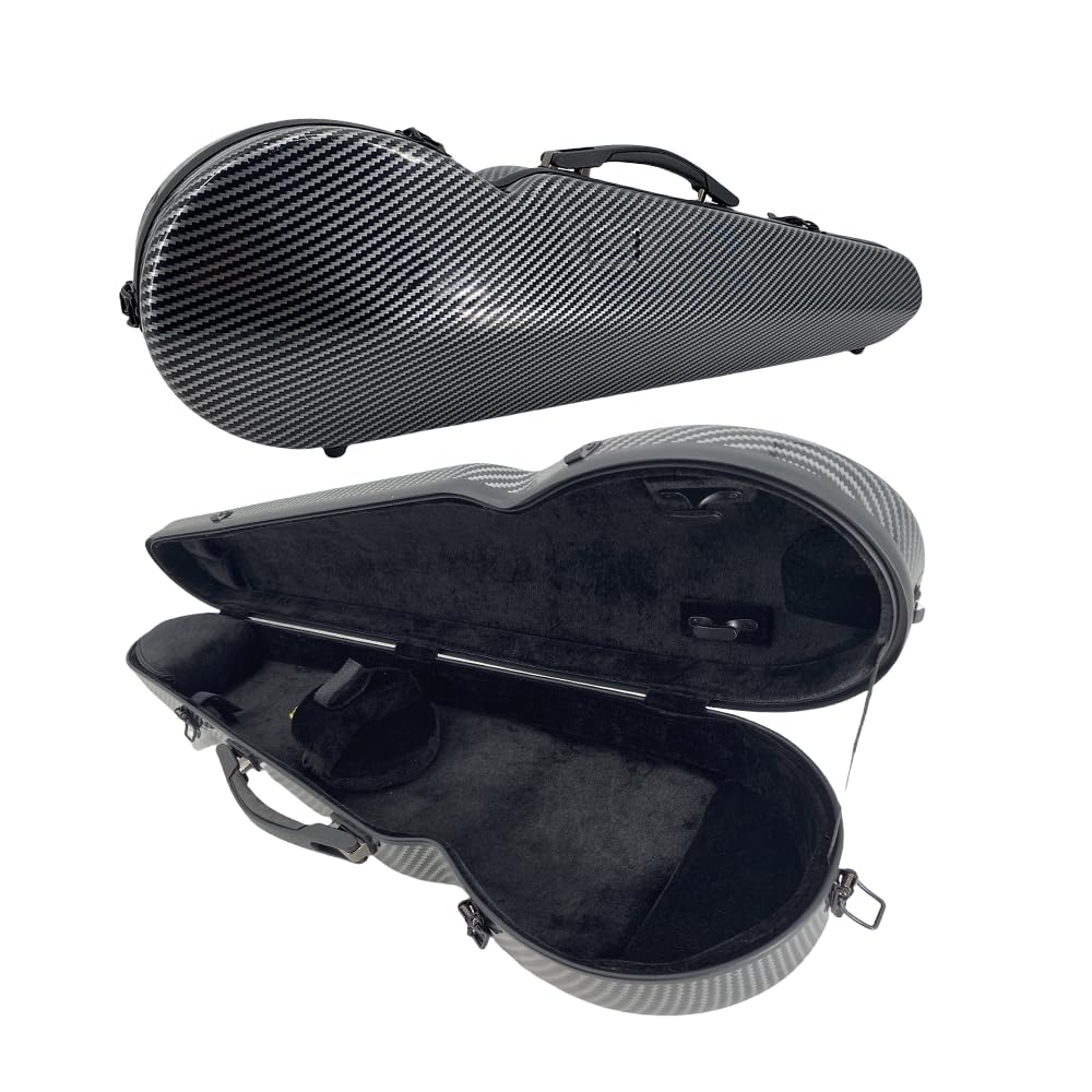 Custodia rigida per violino 4/4 in carbonio composito, da viaggio, imbottitura a sospensione, cinghie per zaino, struttura ultraleggera, protezione, impermeabile, durevole (nero)