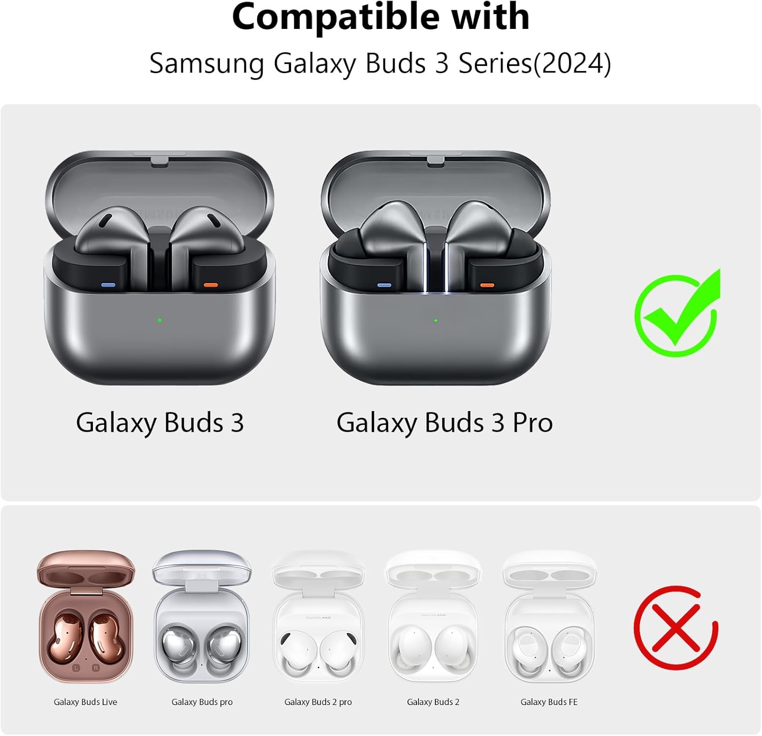 AIRSPO Compatible Samsung Galaxy Buds 3 Case & Pro Case with Cleaner Kit, Military Hard Case with Lock for Wireless Charging Cases, White - Image 2