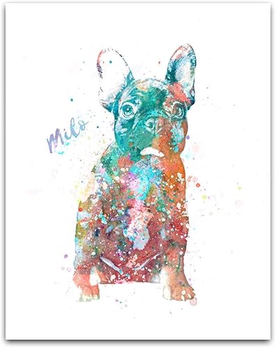 Vista 95 de Regalo personalizado para perros y amantes de los perros. Estilo acuarela. (lienzo enmarcado de 20 x 25 pulgadas, Golden Retriever)