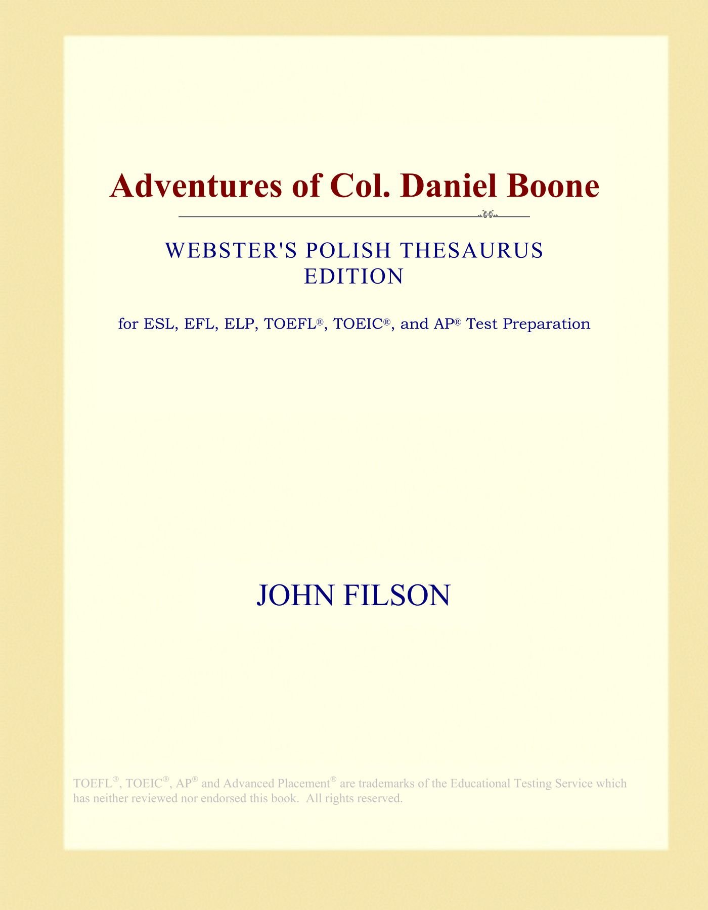 Adventures of Col. Daniel Boone (Webster's Polish Thesaurus Edition)