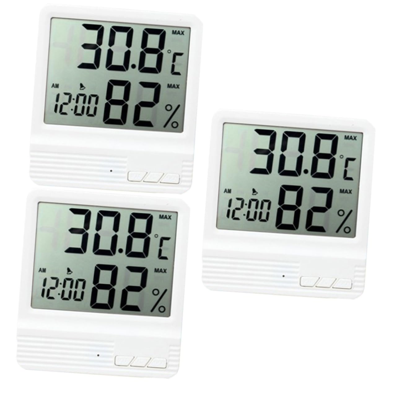 PartyKindom 3pcs Digital Thermometer Hygrometer Digital Humidity Meter Digital Temperature Meter Temperature and Humidity Meter Alarm Clock Electronic White