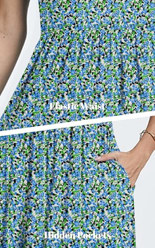 Image of Womens Short Sleeve Empire Waist Dresses Casual Summer Dress with Pockets