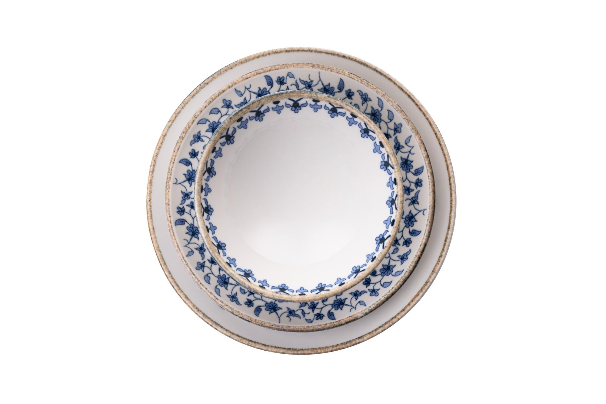 Elegancki 18-częściowy zestaw obiadowy, 100% porcelana, niebieska i biała, w zestawie 6 talerzy serwisowych (25 cm), 6 talerzy (21 cm), 6 miseczek (400 ml), idealny na posiłki i rozrywki