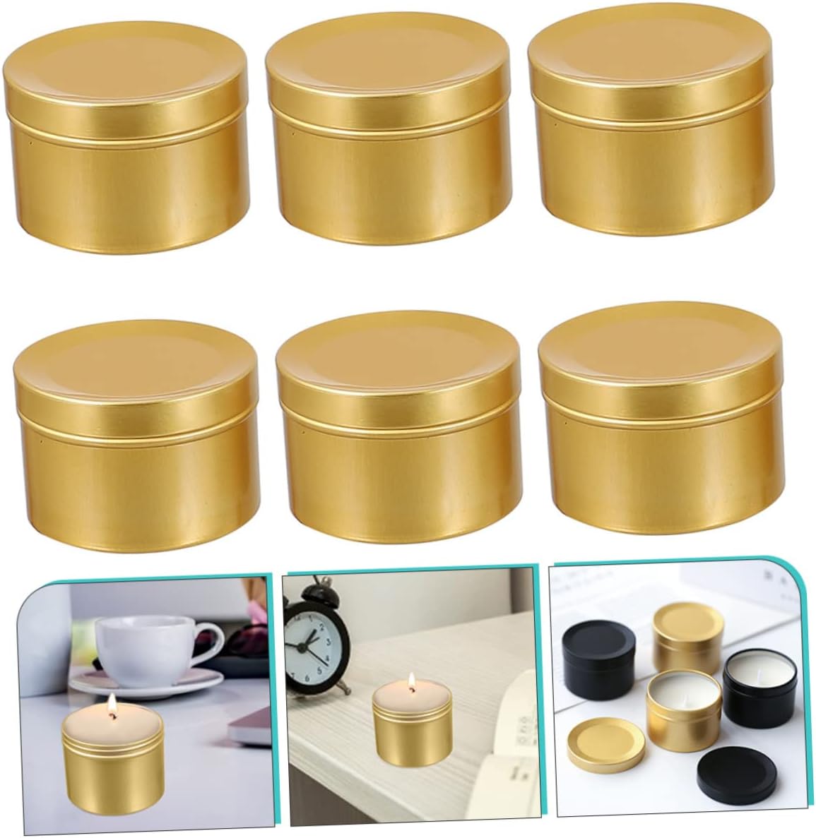 STOBOK 6pcs Empty Candle Jars DIY Aluminum Can Travel Toiletry Containers Lid Alloy Material