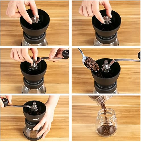 Miniatura 4 de Molinillo de café manual, molinillo de café para uso doméstico, molinillo de granos de café para expreso, prensa francesa, infusión fría, incluye 2