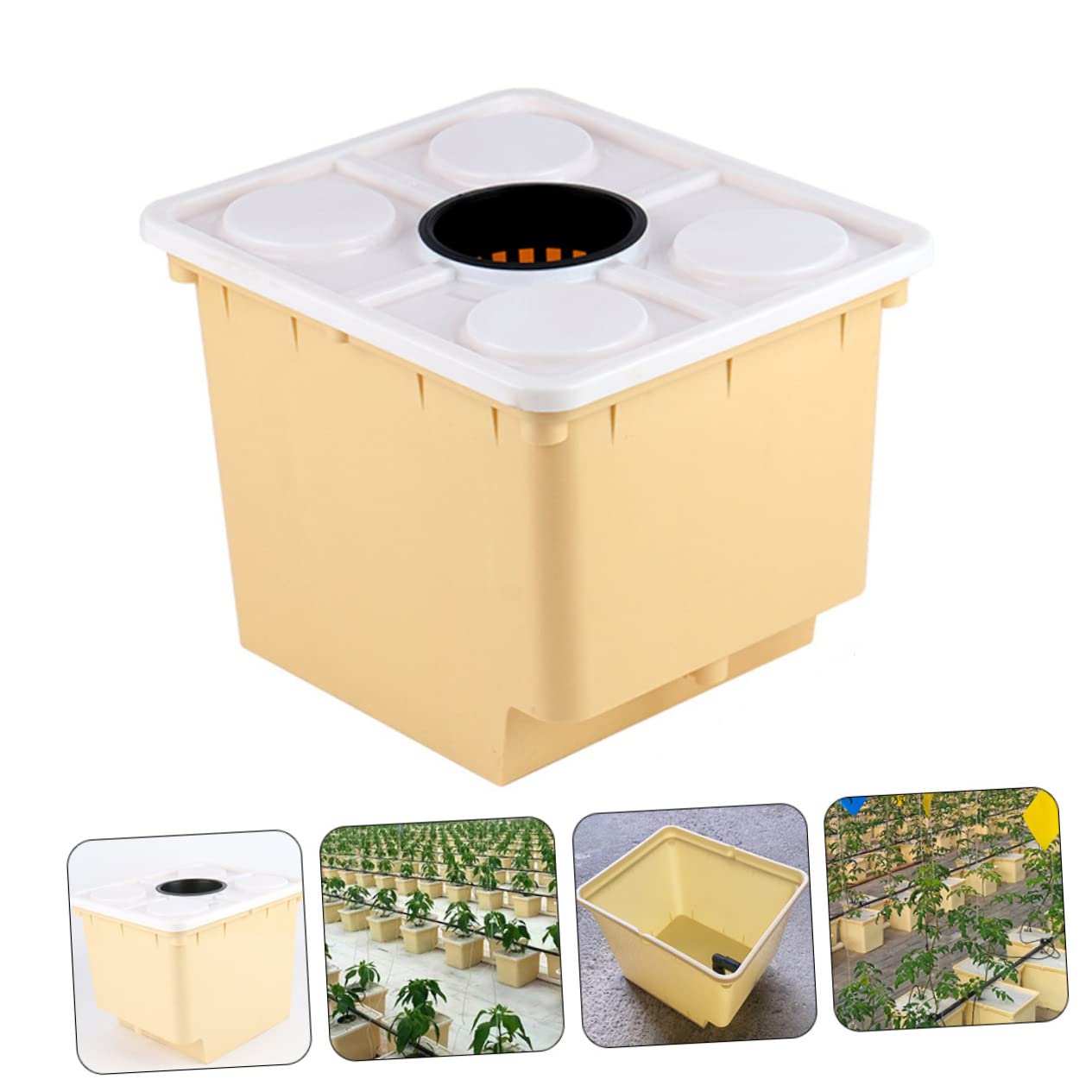 TOYANDONA Secchio per Coltivazione Fuori Suolo in Pp Beige Design Semplice, Resistente al Calore e Anti-invecchiamento, per Orto Domestico e Piante da Fiore
