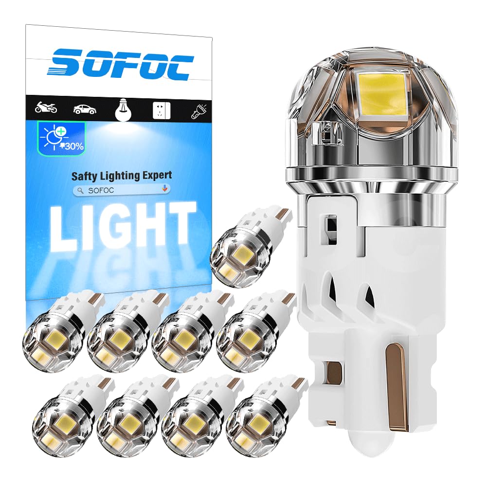 SOFOC T10 12/24V W5W 194 Biały Klin Sufit/Mapa/Tablica/Boczny 10Pcs