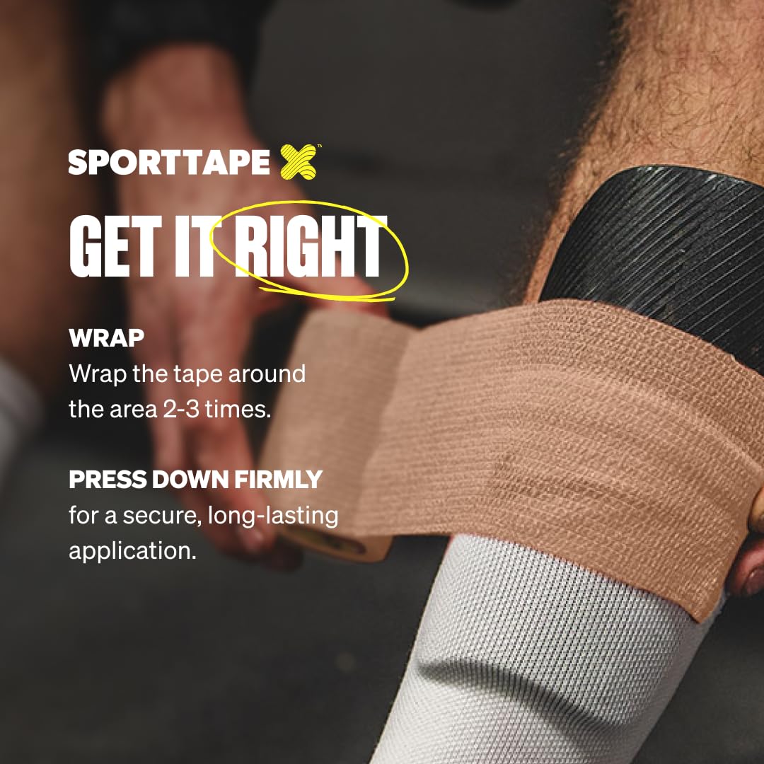 SPORTTAPE 6 Rolls Self-Adhesive Cohesive Bandage, 7.5cm x 4.5m, Beige - Compression & Vet Wrap for Dogs, Horses, Sports Stretch Tape for Football, Ankles, Joints, Fingers, Wrists & Sock Tape — view 5