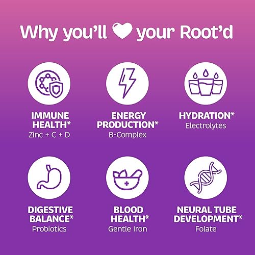 Miniatura 3 de Root'd Polvo multivitamínico prenatal - 25 vitaminas y minerales con 3 electrolitos, folato, hierro, D3 para mamá y bebé, 7 superalimentos y